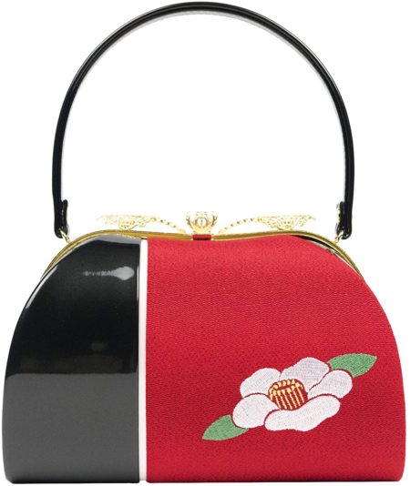 日本製 椿柄刺繍バッグ）バッグ 黒/白/赤 椿柄 礼装用 フォーマル ...