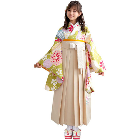 紺紫　二尺袖着物　袴　袴下帯　セット　ジュニア　小学生　大学生　卒業式　新品